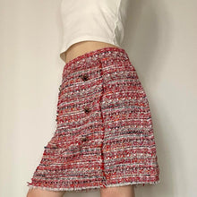 Load image into Gallery viewer, Red tweed style mini skirt
