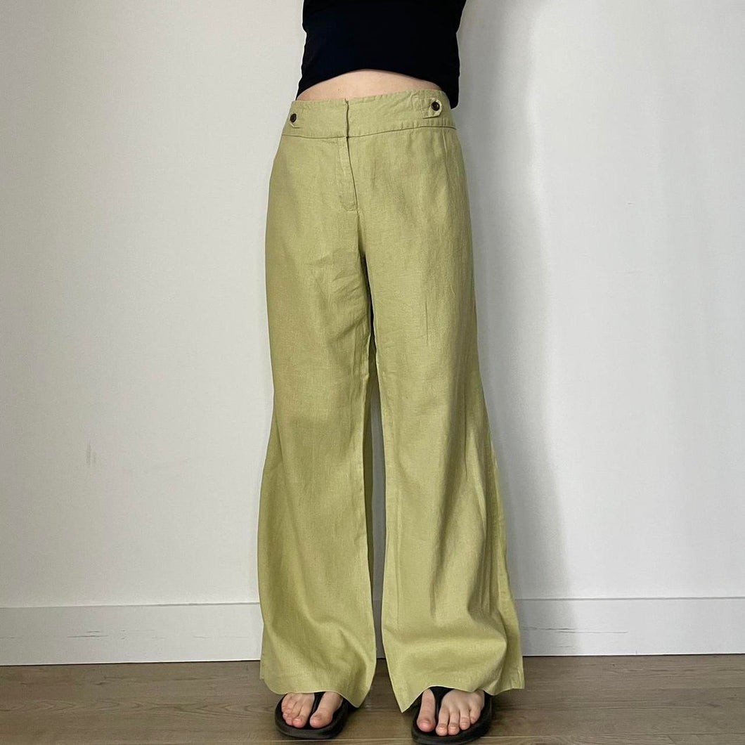 Green linen trousers - UK 16