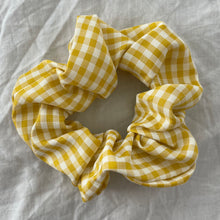 Load image into Gallery viewer, Yellow gingham scrunchie
