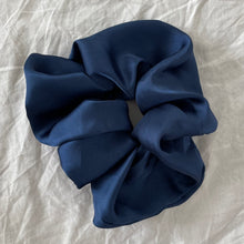 Load image into Gallery viewer, Oversized navy satin scrunchie
