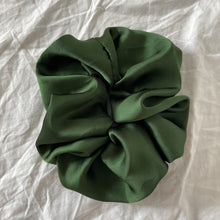 Load image into Gallery viewer, Oversized dark green satin scrunchie
