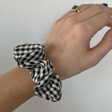 Load image into Gallery viewer, Black gingham scrunchie
