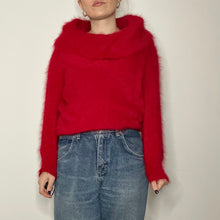 Load image into Gallery viewer, Red fluffy Y2K jumper - UK 14
