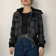 Load image into Gallery viewer, Check grey bomber jacket - UK 12
