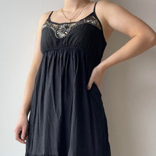Load image into Gallery viewer, Black cotton maxi dress - UK 8
