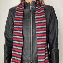 Load image into Gallery viewer, Stripey red and navy scarf
