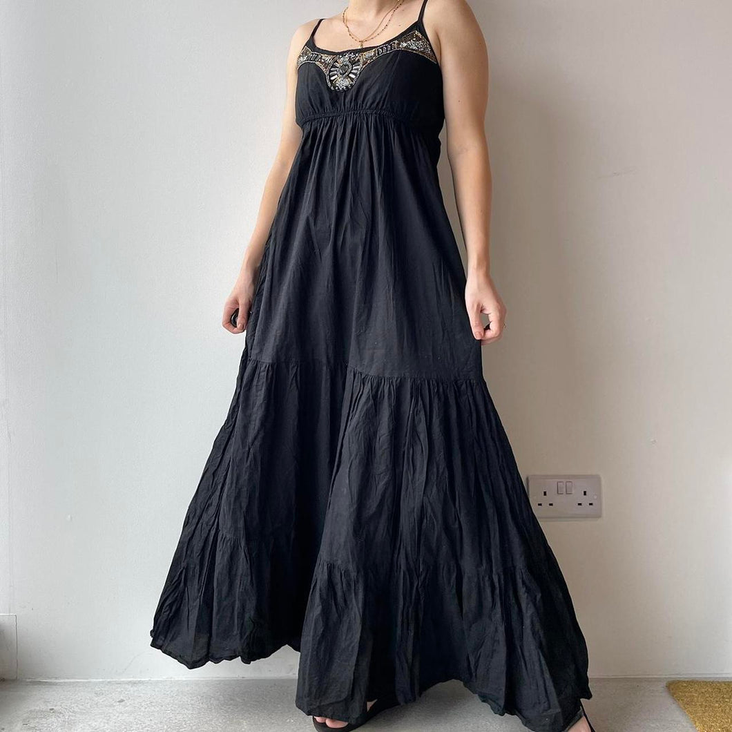 Black cotton maxi dress - UK 8