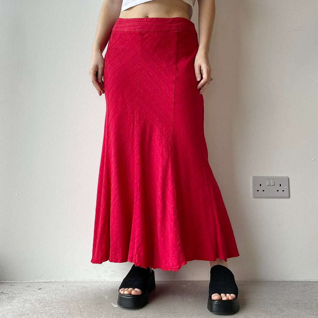 Red linen maxi skirt - UK 14/16