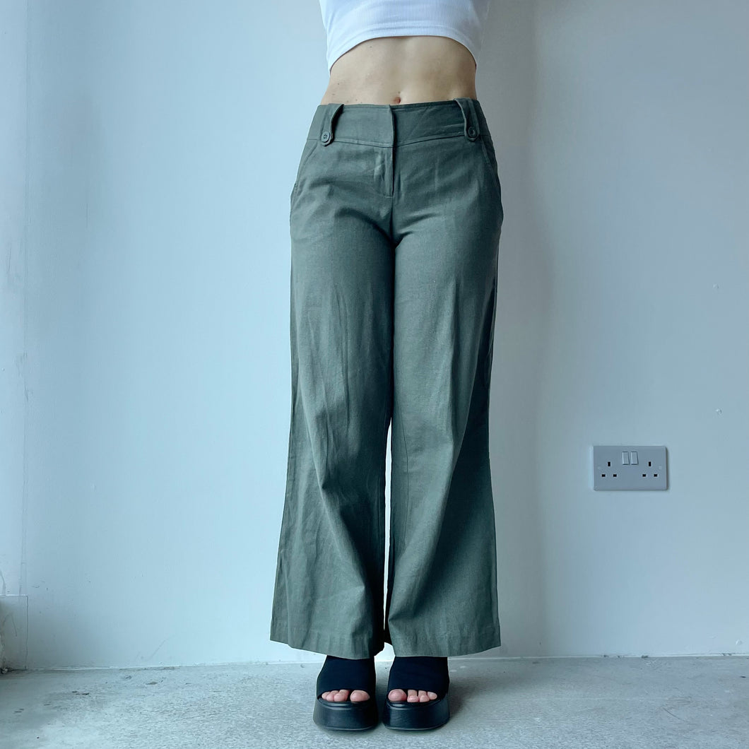 Khaki linen trousers - UK 8