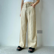 Load image into Gallery viewer, Beige linen trousers - UK 14/16
