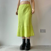 Load image into Gallery viewer, Green linen midi skirt - UK 8
