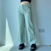 Load image into Gallery viewer, Sage green wide leg jeans - UK 12
