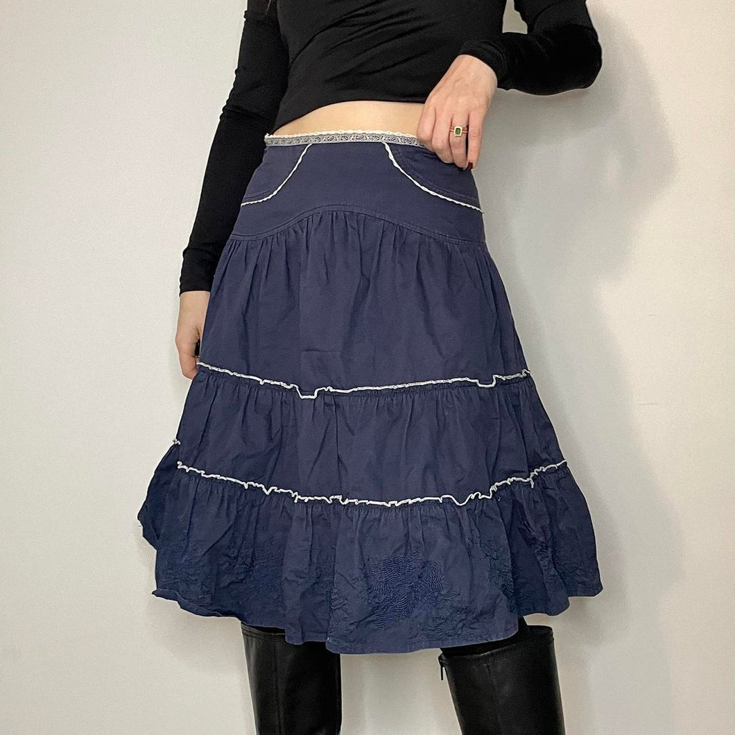 Vintage navy coquette skirt - UK 6/8