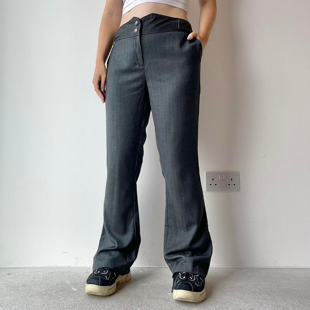 Y2K grey flared trousers - UK 12