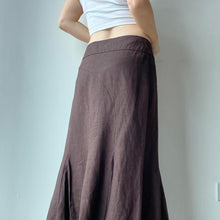 将图片加载到图库查看器，Brown linen long skirt - UK 10
