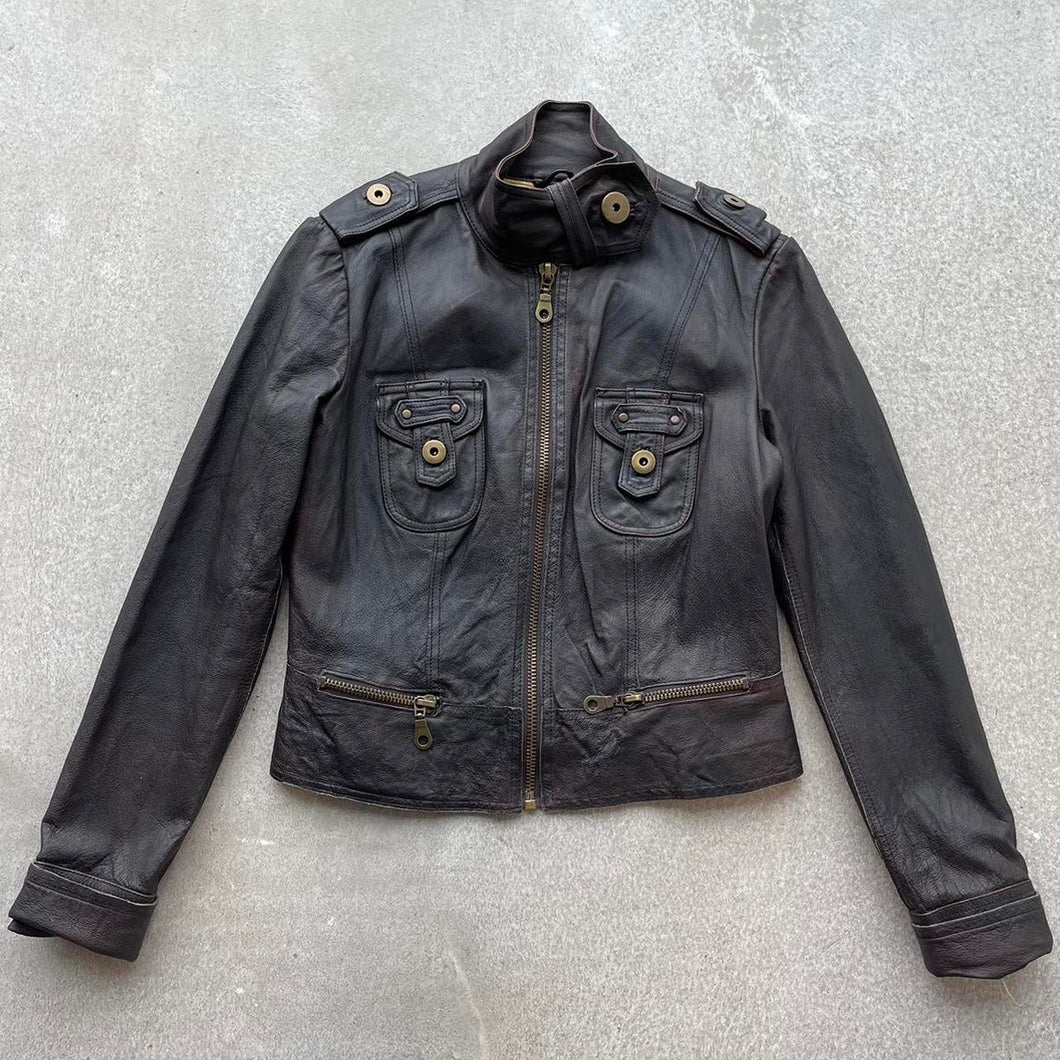 Y2K leather biker jacket - UK 10