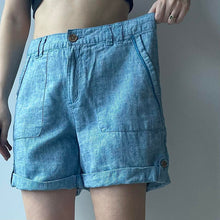 Load image into Gallery viewer, Blue linen shorts - UK 12
