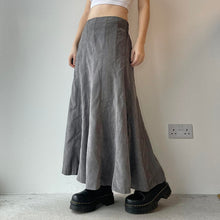 Load image into Gallery viewer, Faux suede grey maxi skirt - UK 12
