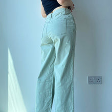 Load image into Gallery viewer, Sage green wide leg jeans - UK 12
