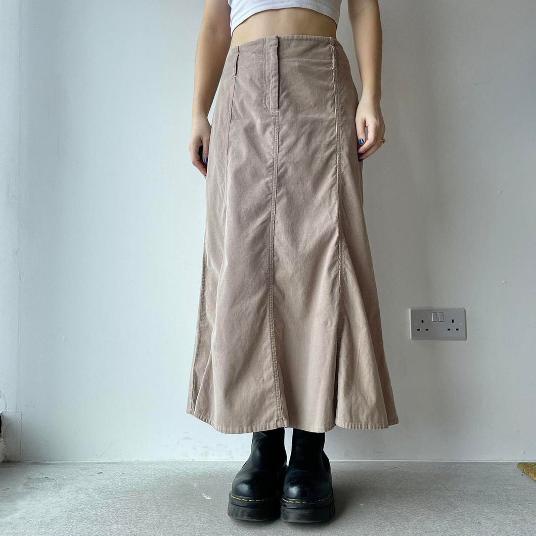 Vintage beige cord maxi skirt for petite women