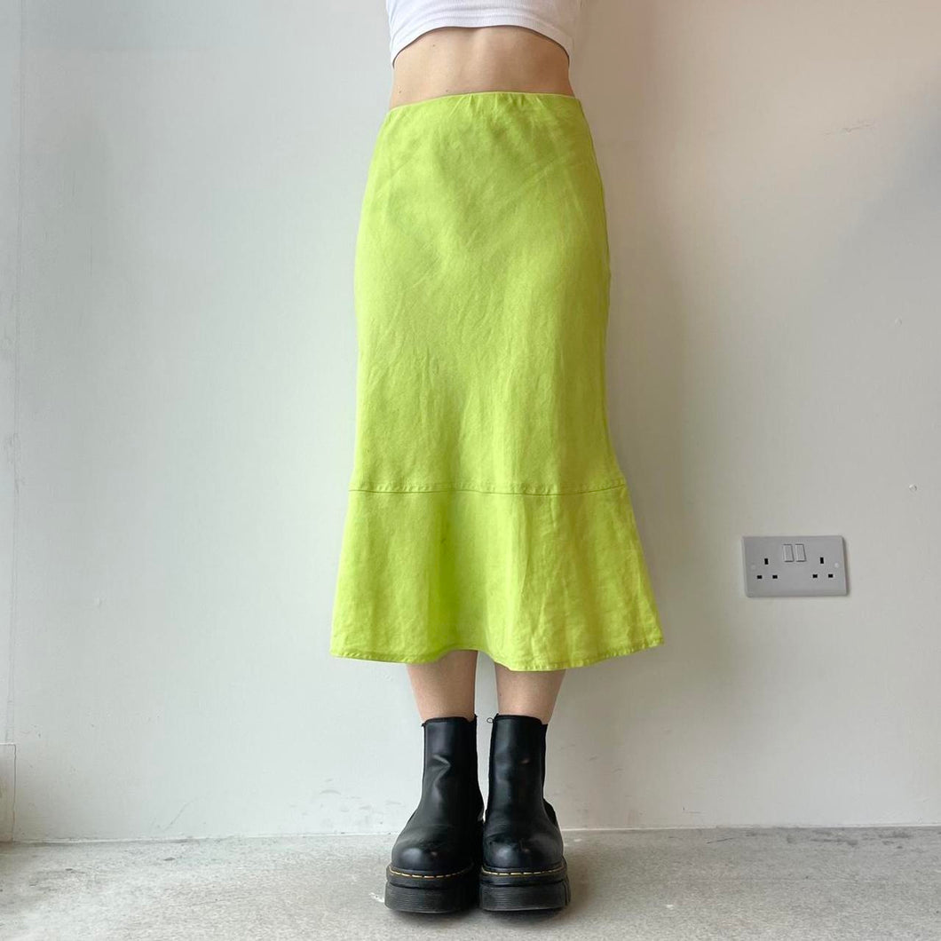 Green linen midi skirt - UK 8
