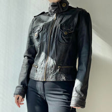 Load image into Gallery viewer, Y2K leather biker jacket - UK 10
