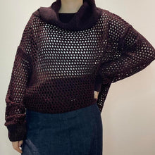 Load image into Gallery viewer, Open knit burgundy jumper - LARGE
