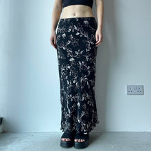 Load image into Gallery viewer, Black floral maxi skirt - UK 10
