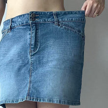Load image into Gallery viewer, Blue denim mini skirt - UK 14
