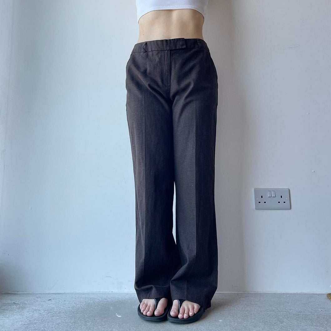 Brown linen trousers - UK 12
