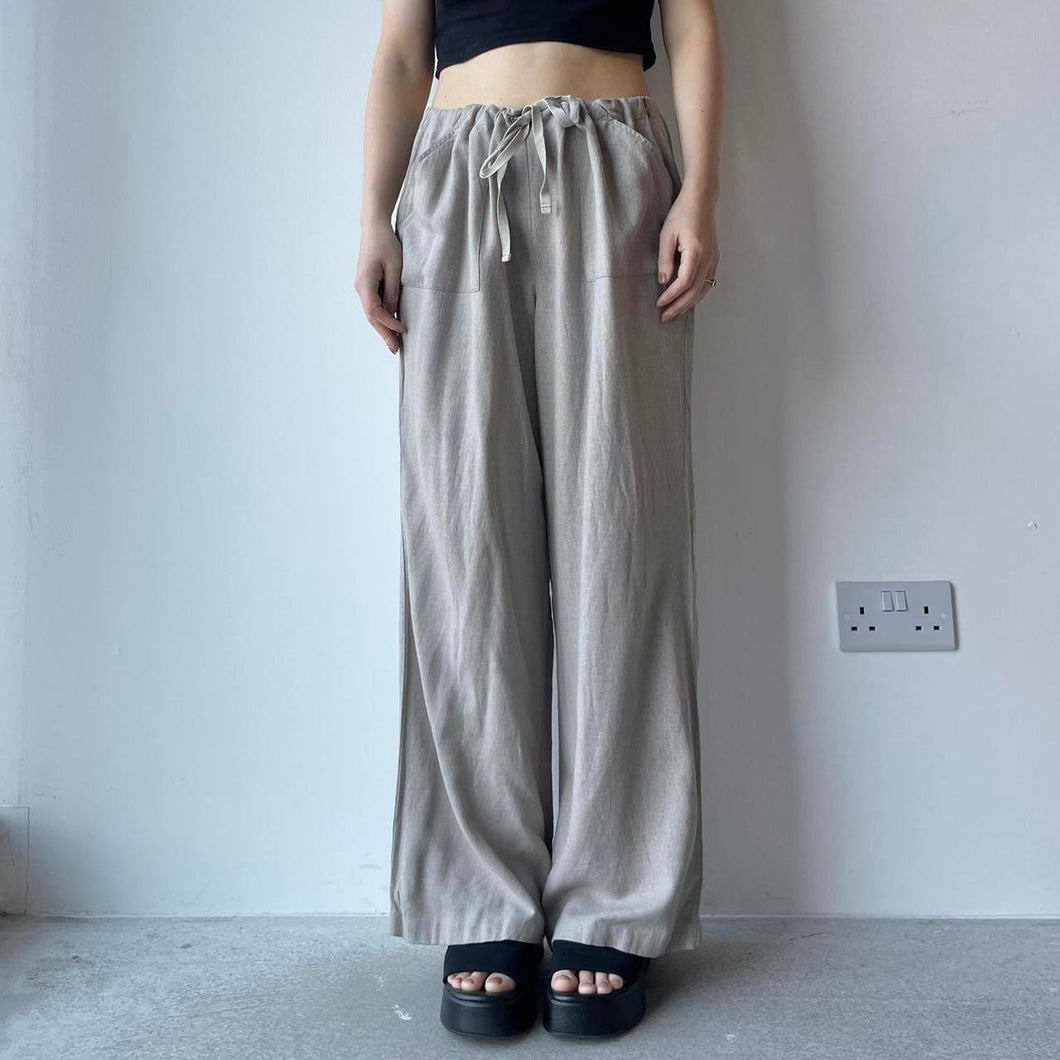 Wide leg linen trousers - M/L