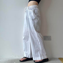 将图片加载到图库查看器，White linen trousers - UK 16
