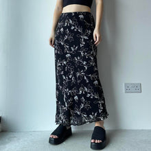 将图片加载到图库查看器，Black floral maxi skirt - UK 10
