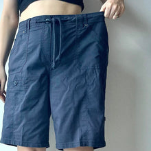 Load image into Gallery viewer, Navy cotton dad shorts - UK 14
