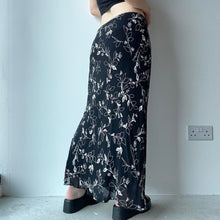 Load image into Gallery viewer, Black floral maxi skirt - UK 10
