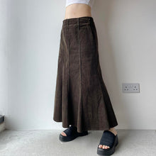 Load image into Gallery viewer, Brown corduroy maxi skirt - UK 12
