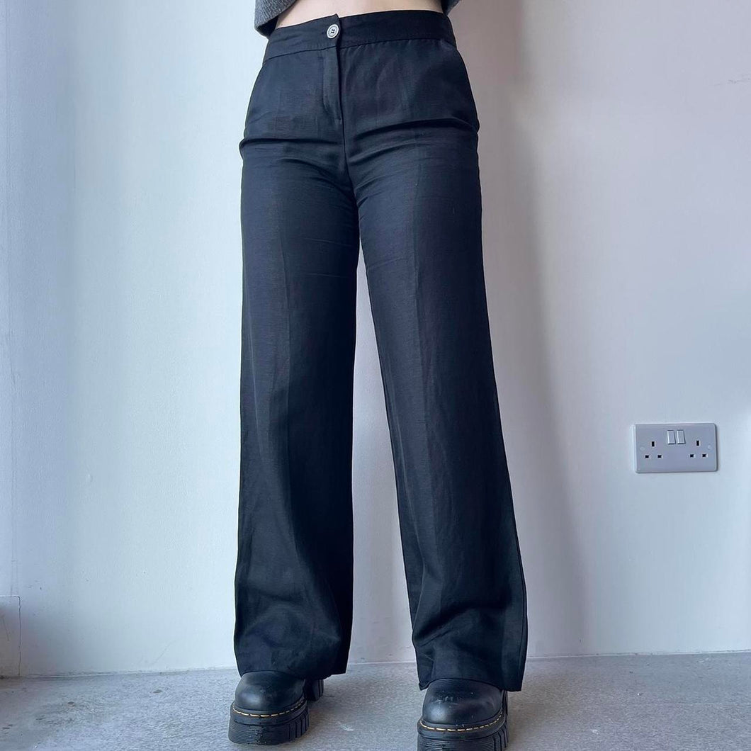 Black wide leg trousers - UK 8