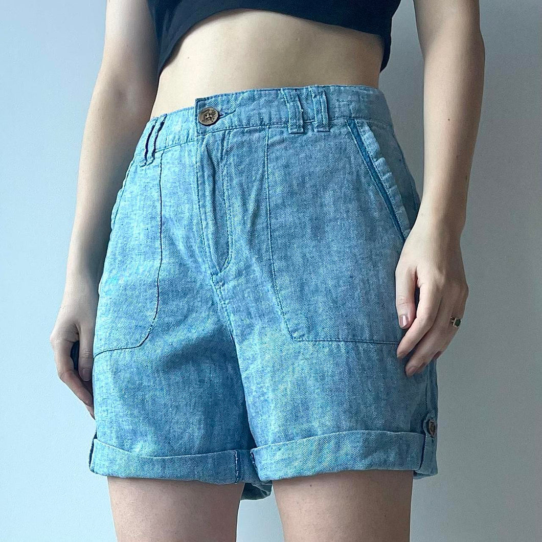 Blue linen shorts - UK 12