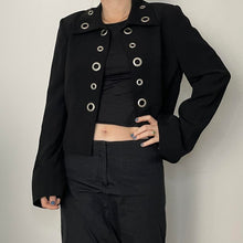 Load image into Gallery viewer, Black blazer with silver eyelets - UK 10
