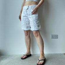 Load image into Gallery viewer, White linen shorts - UK 10

