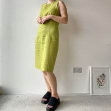 Load image into Gallery viewer, Lime green linen dress - UK 10
