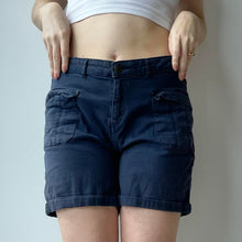 Load image into Gallery viewer, Navy cargo shorts - UK 12/14
