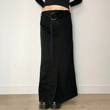 Load image into Gallery viewer, Y2K black maxi skirt with belt - UK 10
