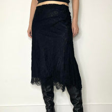 Load image into Gallery viewer, Y2K black lace skirt - UK 8
